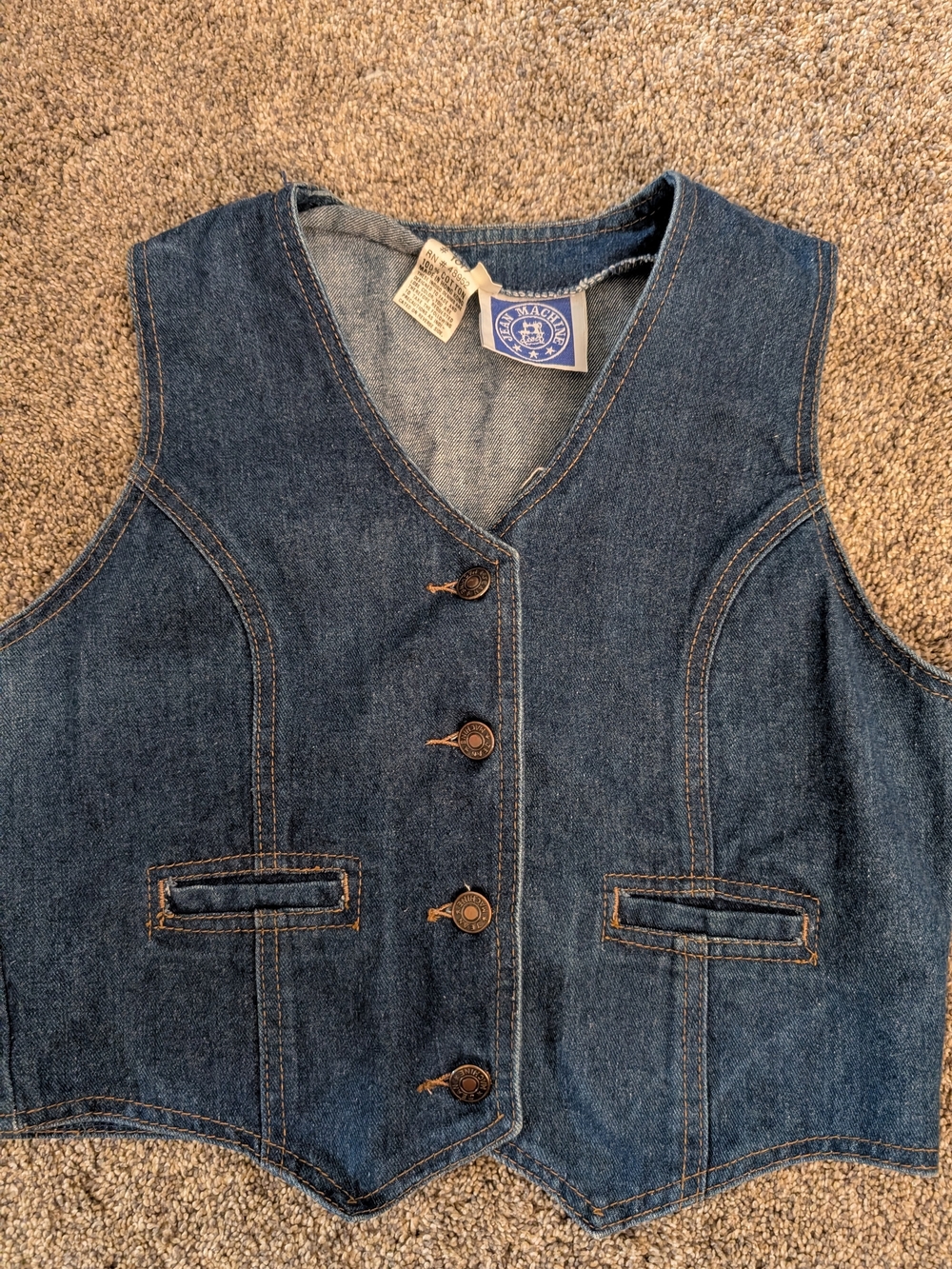 🌼 Ladies Vintage Dark Blue Denim Button Front Vest Size 9/10 EUC